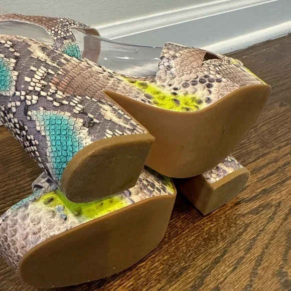 Kate Spade Grace snakeskin platform sandal heel summer size 7.5 - Picture 3 of 10